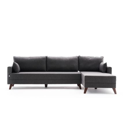 Narożna sofa w układzie L RIGA, antracyt, prawostronna