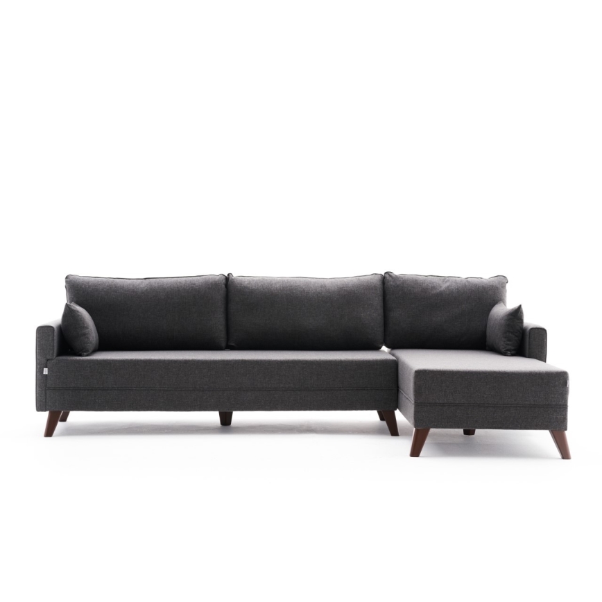 Narożna sofa w układzie L RIGA, antracyt, prawostronna