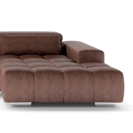 Narożna sofa z zagłówkami w kształcie litery U TROPEA lewa brązowa