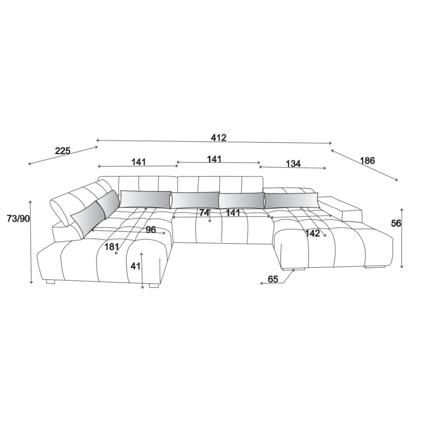 Narożna sofa z zagłówkami w kształcie litery U TROPEA lewa brązowa