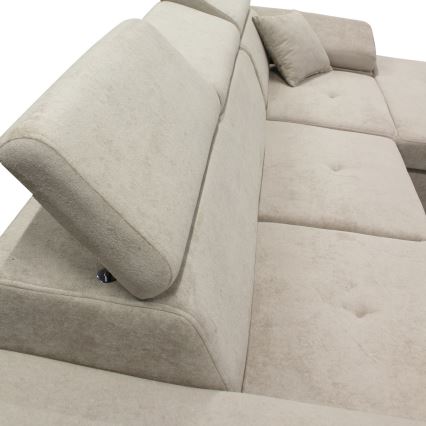 Narożnik rozkładany CASTELO z pojemnikiem, układ L, prawostronny, szary