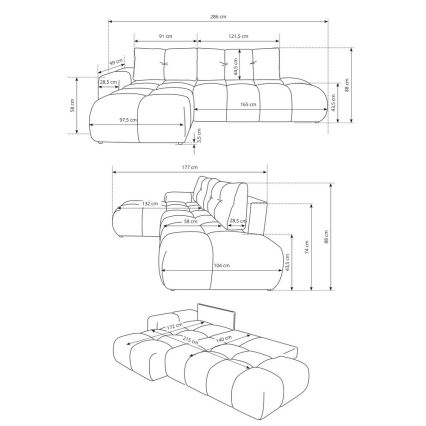 Narożnik rozkładany tapicerowany ALMADA z pojemnikiem w układzie L, lewy, beżowy