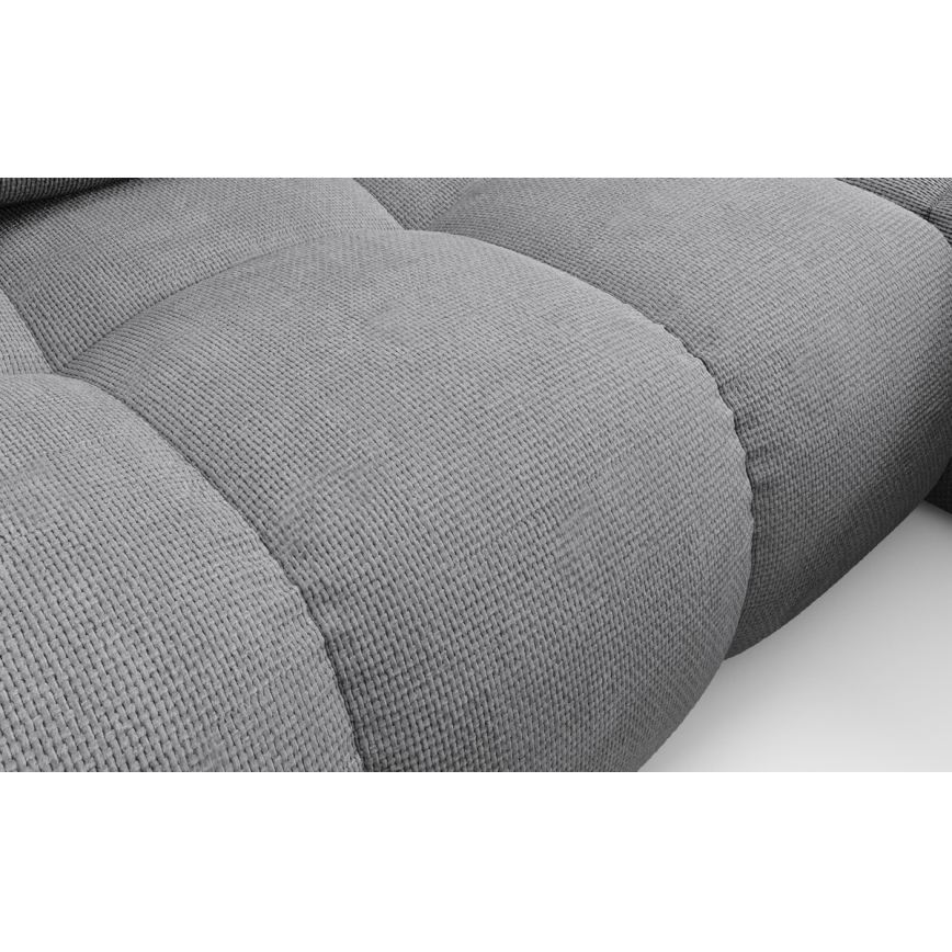 Rozkładany narożnik tapicerowany ALMADA w układzie L, prawy, szary, z pojemnikiem na pościel