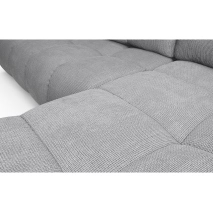 Rozkładany narożnik tapicerowany ALMADA w układzie L, prawy, szary, z pojemnikiem na pościel