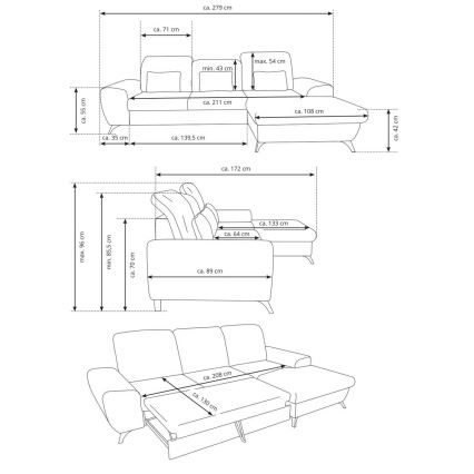 Rozkładany narożnik tapicerowany ALTA w kształcie L z pojemnikiem, prawostronny, beżowy