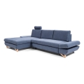 Narożnik rozkładany tapicerowany AVESTA, lewy, w kształcie L, z pojemnikiem, niebieski
