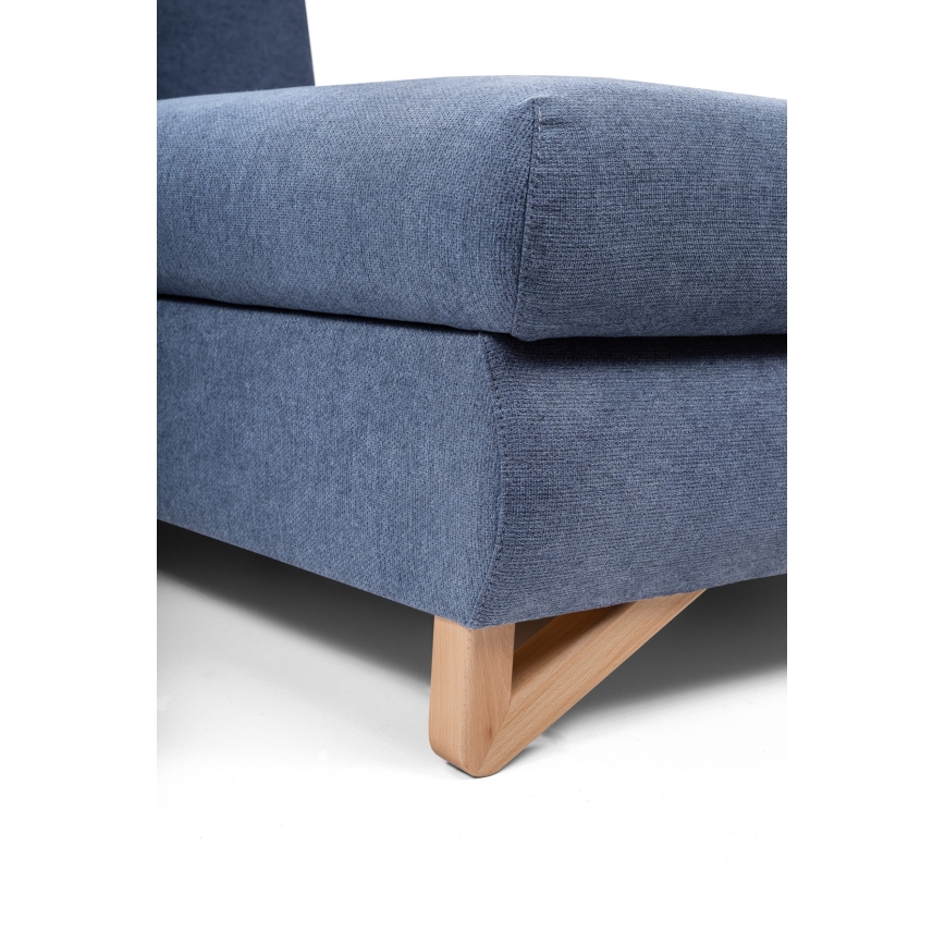 Rozkładany narożnik tapicerowany AVESTA w kształcie L z pojemnikiem, prawostronny, niebieski