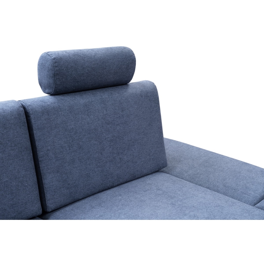 Rozkładany narożnik tapicerowany AVESTA w kształcie L z pojemnikiem, prawostronny, niebieski