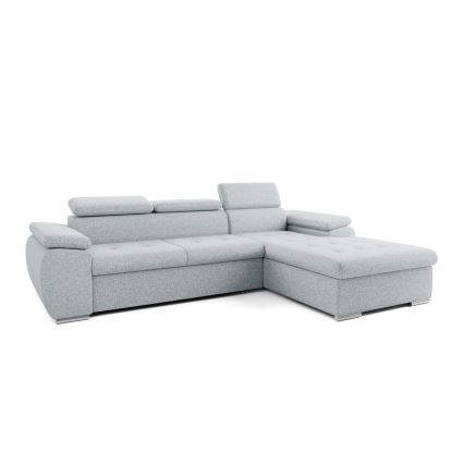 Narożnik rozkładany w kształcie L z pojemnikiem na pościel PADUA, szary, prawostronny