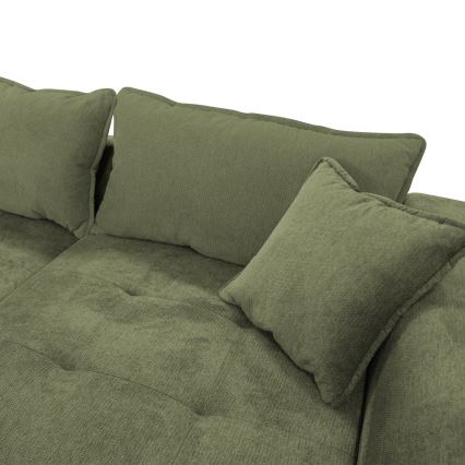 Narożnik rozkładany w kształcie litery L LAGOA, prawostronny, zielony, z pojemnikiem