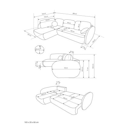Narożnik rozkładany z pojemnikiem na pościel w kształcie L OLBIA, prawostronny, beżowy