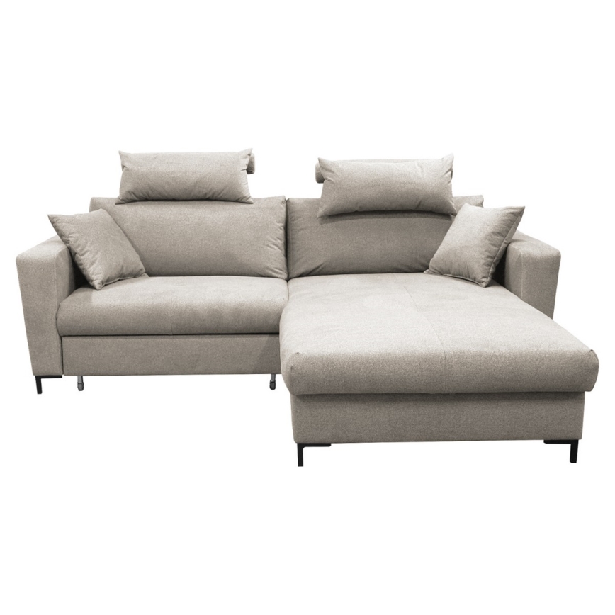 Narożnik rozkładany z pojemnikiem w układzie L HORTA, prawy, szary