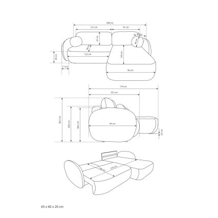 Narożnik rozkładany z pojemnikiem w układzie L OLBIA lewy beżowy