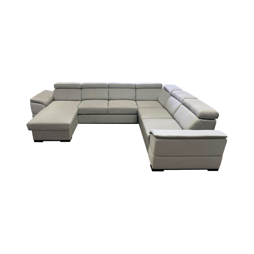 Rozkładany narożnik z uniwersalnym układem w kształcie litery U i pojemnikiem GRANADA, jasnoszary