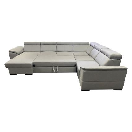 Rozkładany narożnik z uniwersalnym układem w kształcie litery U i pojemnikiem GRANADA, jasnoszary