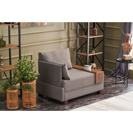 Narożny fotel TULA, lewy, brązowy