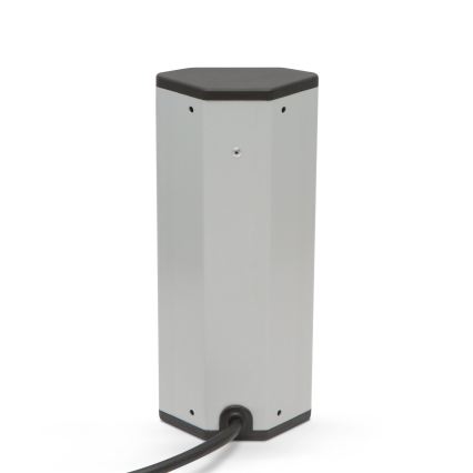 Narożny słupek gniazdkowy 3x230V + 2xUSB-A czarny/srebrny