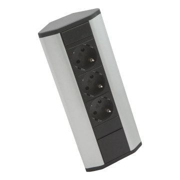 Narożny słupek zasilający 3x 230 V, czarny/srebrny