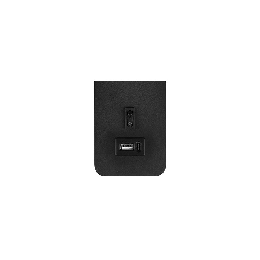 Naścienne oświetlenie punktowe z ładowarką USB 1xG9/35W/230V czarne/złoty