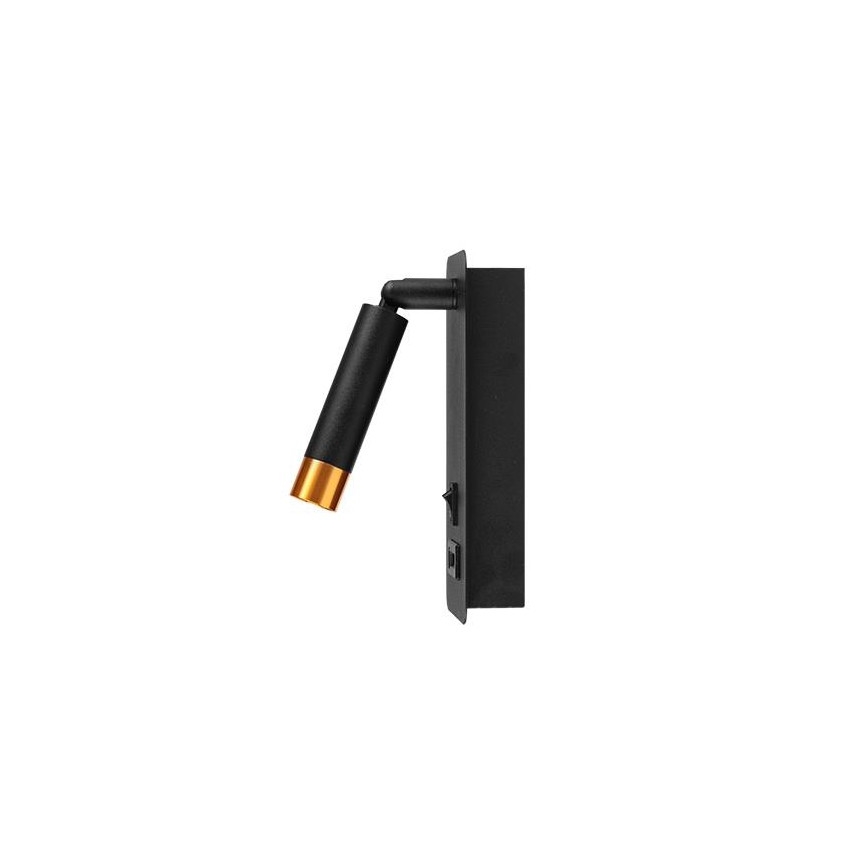 Naścienne oświetlenie punktowe z ładowarką USB 1xG9/35W/230V czarne/złoty