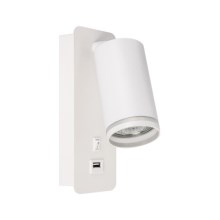 Naścienne oświetlenie punktowe z ładowarką USB 1xGU10/35W/230V białe