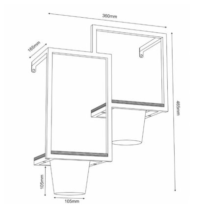 Naścienny kwietnik 46x36cm złoty