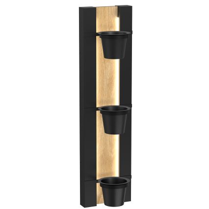 Naścienny kwietnik z oświetleniem LED SHELF 90x18 cm czarny/dąb