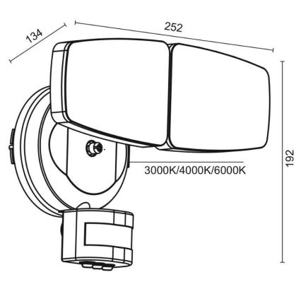 Naświetlacz zewnętrzny LED z czujnikiem LED/24W/230V 3000/4000/6000K IP54 antracyt