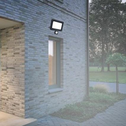 Naświetlacz zewnętrzny LED z czujnikiem LED/50W/230V 4000K IP44 czarny