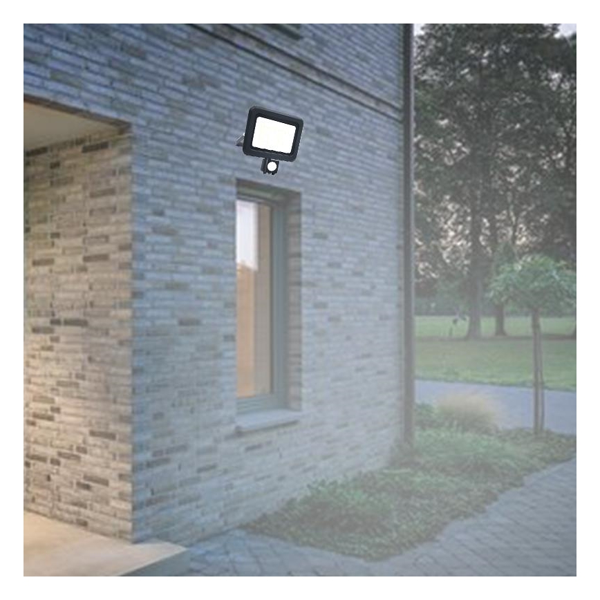 Naświetlacz zewnętrzny LED z czujnikiem LED/50W/230V 4000K IP44 czarny