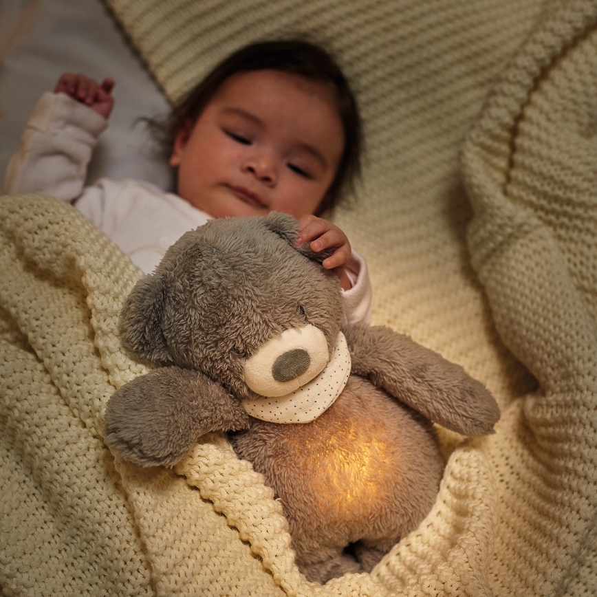 Nattou - Zabawka do przytulania z melodyjką i światełkiem SLEEPY BEAR 4w1 beżowe