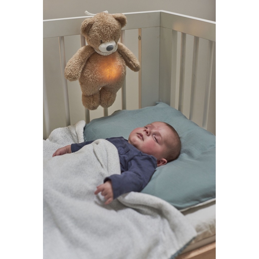 Nattou - Zabawka do przytulania z melodyjką i światełkiem SLEEPY BEAR 4w1 brązowe