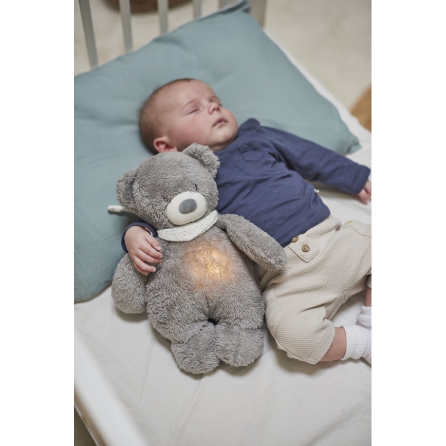 Nattou - Zabawka do przytulania z melodyjką i światełkiem SLEEPY BEAR 4w1 szare