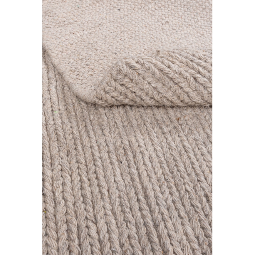 Naturalny okrągły dywan FIR WOOL 160 cm, 2600 g/m2, beżowy