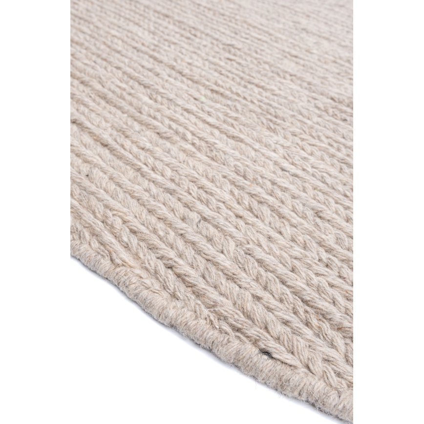 Naturalny okrągły dywan FIR WOOL 160 cm, 2600 g/m2, beżowy