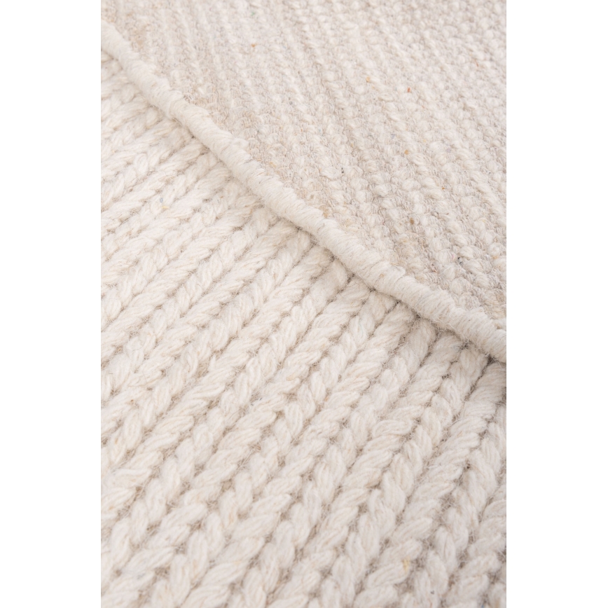 Naturalny okrągły dywan FIR WOOL 160 cm 2600 g/m2 kremowy