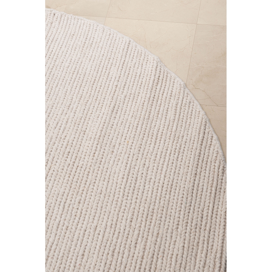 Naturalny okrągły dywan FIR WOOL 160 cm 2600 g/m2 kremowy
