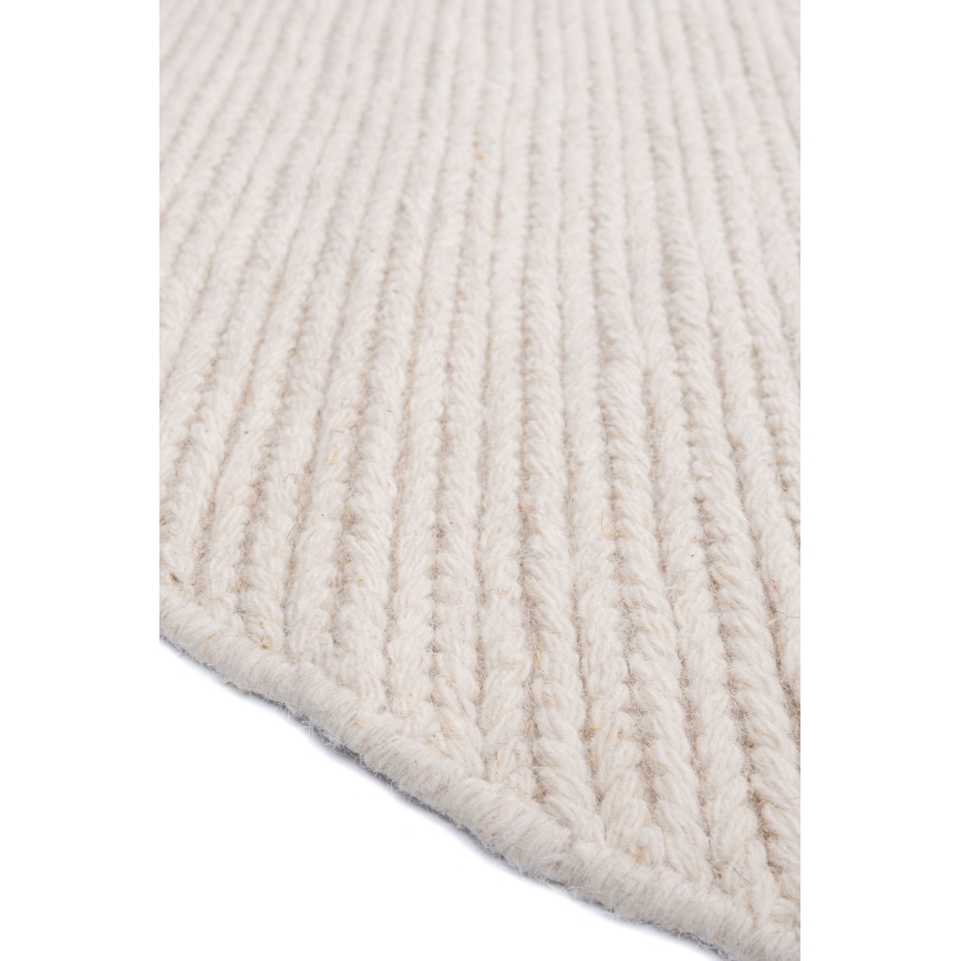 Naturalny okrągły dywan FIR WOOL 160 cm 2600 g/m2 kremowy