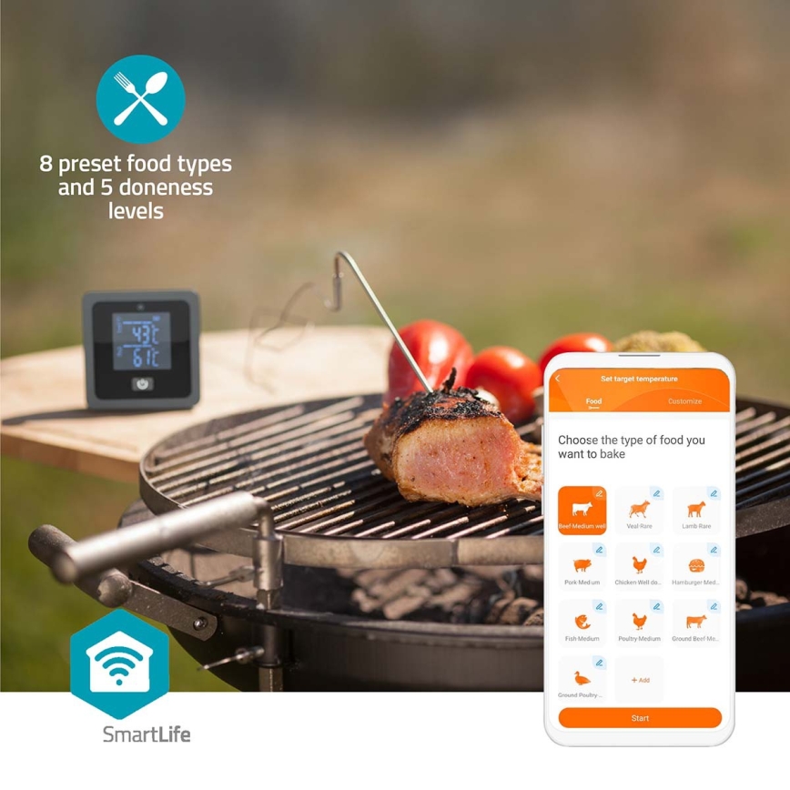 Inteligentny cyfrowy termometr do mięsa z wyświetlaczem LCD SmartLife 0-300 °C 2xAAA