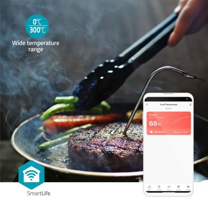 Inteligentny cyfrowy termometr do mięsa z wyświetlaczem LCD SmartLife 0-300 °C 2xAAA