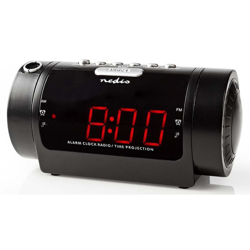 Radiobudzik z wyświetlaczem LED i projektorem 230V