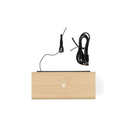 Cyfrowy budzik z wyświetlaczem LED i termometrem 5V/1xCR2032, drewniany