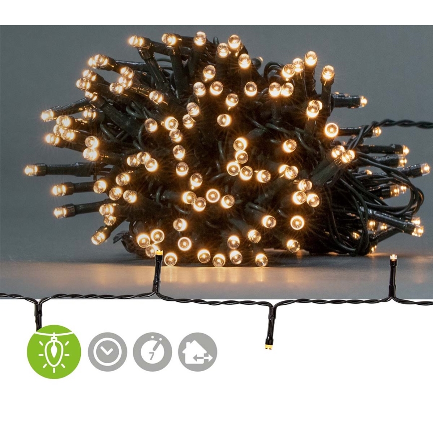 Świąteczny zewnętrzny łańcuch LED 192xLED/7 funkcji/3xAA 14,9m IP44 ciepłe białe światło