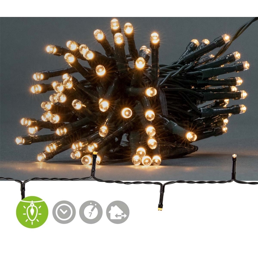 LED Zewnętrzny łańcuch świąteczny 96xLED/7 funkcji/3xAA 7,7m IP44 ciepła biała