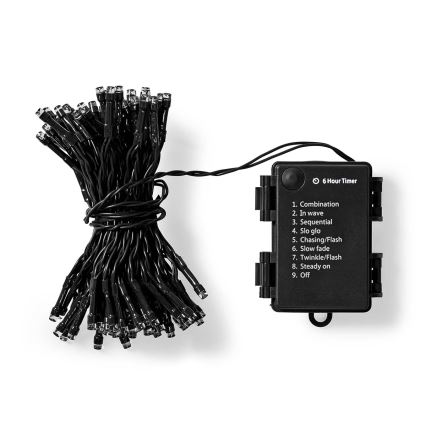 Zewnętrzny łańcuch świetlny LED 96xLED/7 funkcji/3xAA 7,7m IP44 ciepła biała