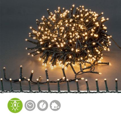 LED Zewnętrzny łańcuch świąteczny 400xLED/7 funkcji 11m IP44 ciepła biała