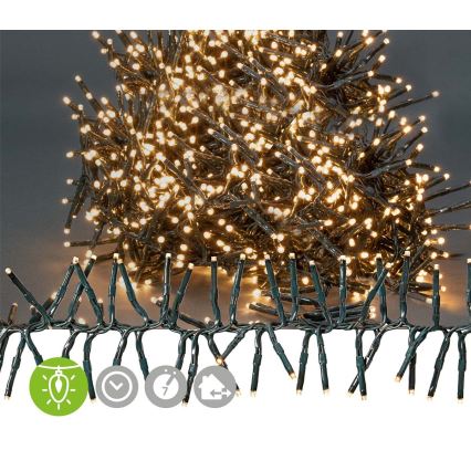 LED Zewnętrzny łańcuch świąteczny 1512xLED/7 funkcji 14m IP44 ciepła biała