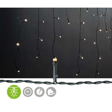 Zewnętrzna świąteczna kurtyna LED 180 diod LED/7 funkcji 10,9 m IP44 ciepła biała