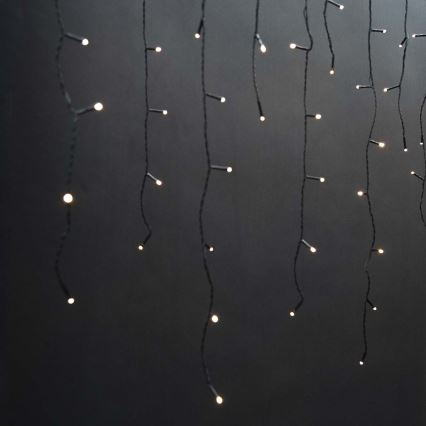Zewnętrzna kurtyna świetlna LED, 360 diod / 7 trybów, 14 m, IP44, ciepła biała