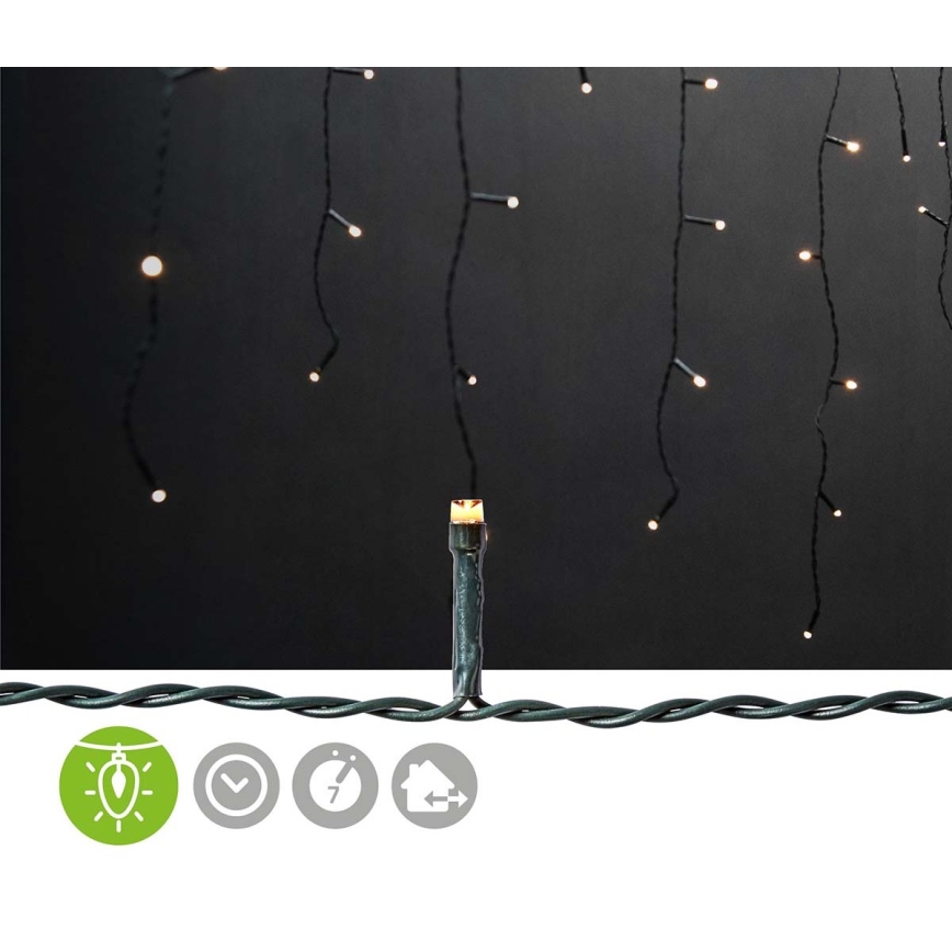 Zewnętrzna kurtyna świetlna LED, 360 diod / 7 trybów, 14 m, IP44, ciepła biała